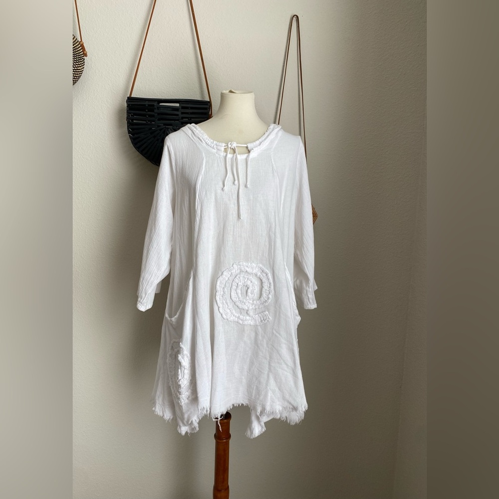 Oh My Gauze V-Neck Asymmetrical Hem Long Dress